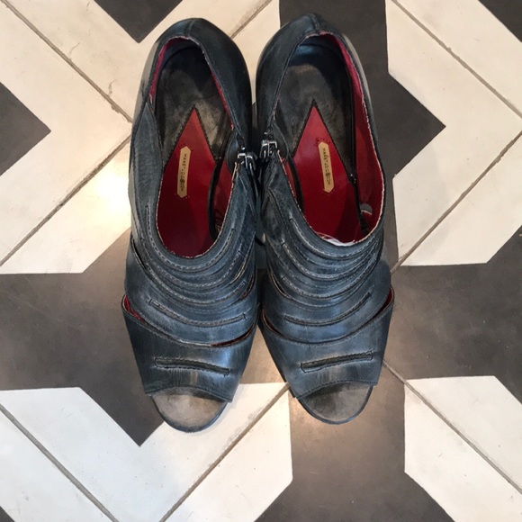 Max Studio Peep Toe Wedge Bootie - Weathered Black - Picture 2 of 8